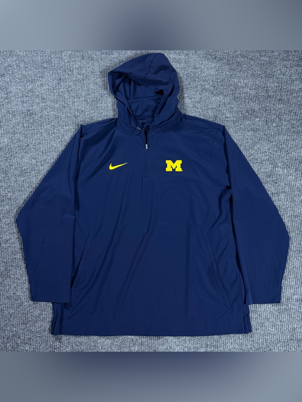 Michigan Wolverines Nike Hooded Quarter-Zip Pullover Jacket Navy Blue Men's 2XL